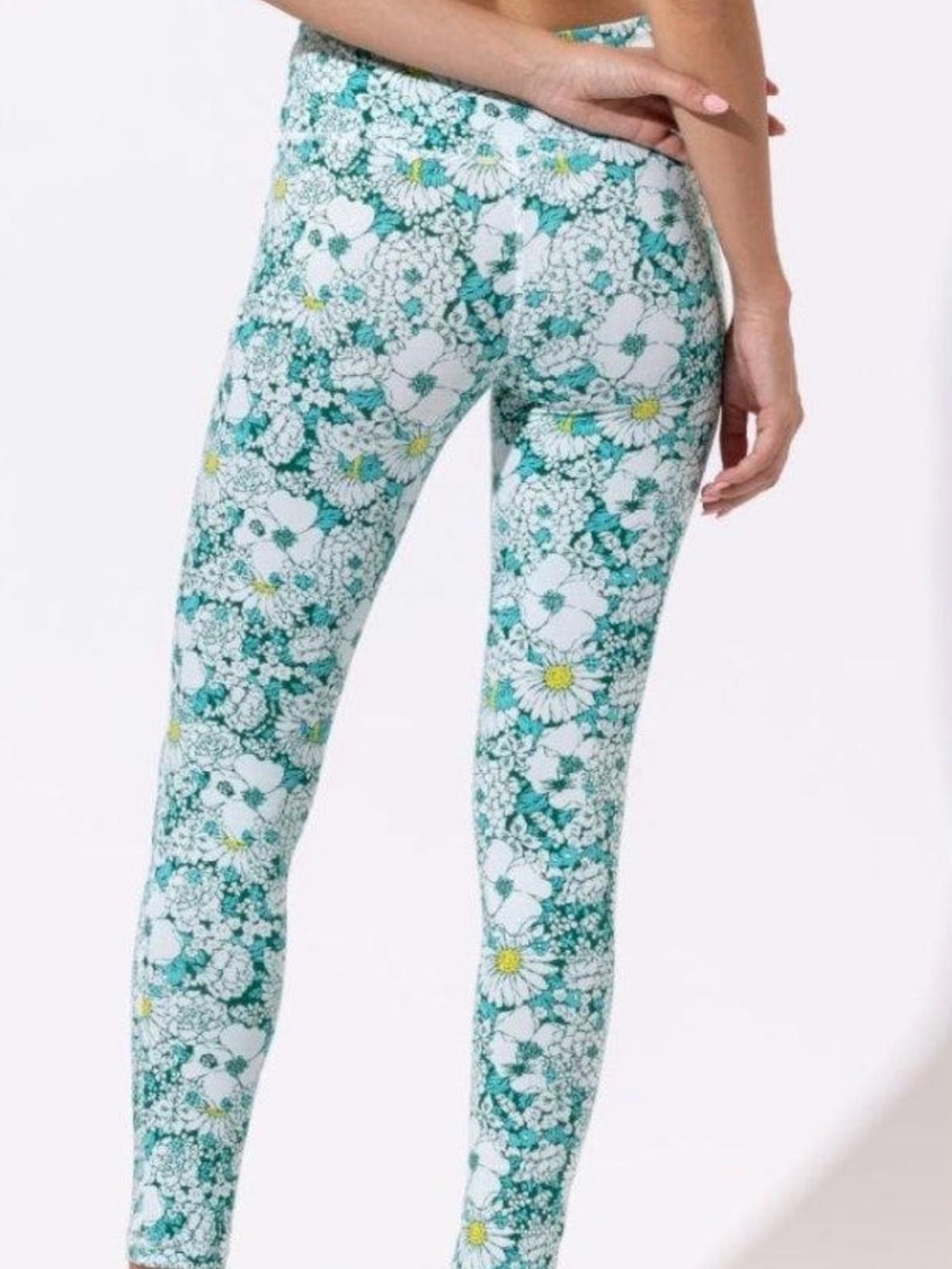 Poupette St. Barth Green & White Floral Alexia leggings  sz XS NWT $360
